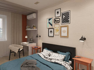 Квартира 55 ка.м. в ЖК "Оазис", Студия дизайна Виктории Силаевой Студия дизайна Виктории Силаевой ห้องนอน