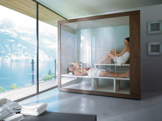 El placer en una sauna con distintos ambientes, Duravit España Duravit España Minimalist bathroom Wood Brown