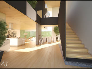 Casa L, 21arquitectos 21arquitectos Minimalistyczny korytarz, przedpokój i schody