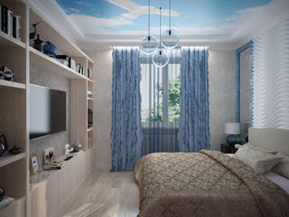 Дизайн спальни в современном стиле в коттеджном поселке "Бавария", Студия интерьерного дизайна happy.design Студия интерьерного дизайна happy.design Modern style bedroom