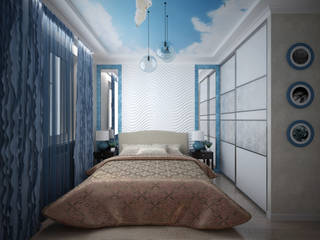 Дизайн спальни в современном стиле в коттеджном поселке "Бавария", Студия интерьерного дизайна happy.design Студия интерьерного дизайна happy.design Moderne Schlafzimmer