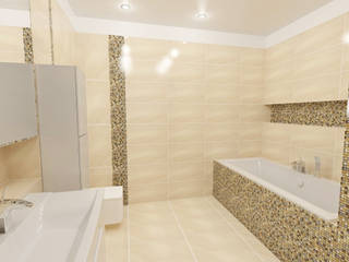 Łazienka beżowa z mozaiką , Katarzyna Wnęk Katarzyna Wnęk Modern bathroom