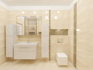 Łazienka beżowa z mozaiką , Katarzyna Wnęk Katarzyna Wnęk Modern bathroom Beige