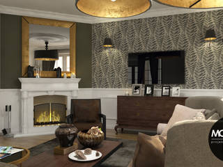 ​Ekskluzywna aranżacja domu w Wadowicach. , MONOstudio MONOstudio Classic style living room Wood-Plastic Composite
