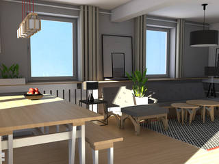 Projekt wnętrz i mebli do domu jednorodzinnego pod Krakowem, ROARHIDE Industrial designs ROARHIDE Industrial designs Scandinavian style dining room Plywood