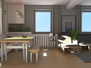 Projekt wnętrz i mebli do domu jednorodzinnego pod Krakowem, ROARHIDE Industrial designs ROARHIDE Industrial designs Scandinavian style dining room Plywood