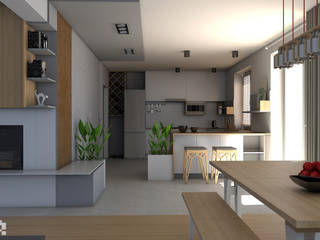 Projekt wnętrz i mebli do domu jednorodzinnego pod Krakowem, ROARHIDE Industrial designs ROARHIDE Industrial designs Kitchen Chipboard