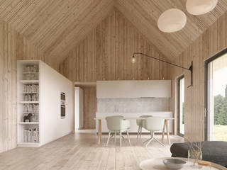 De aantrekkelijke eenvoudig van Scandinavisch ontwerp, INT2architecture INT2architecture Scandinavische woonkamers Hout Wit