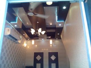 Ceiling and wall designing using pvc wall panels, wallpaper and led lights etc.., Mohali Interiors Mohali Interiors Modern style study/office Plastic