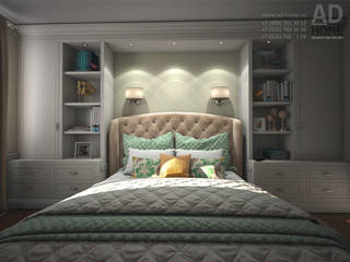 Дизайн интерьера двухэтажного дома, 120 кв. м, Московская область, Ad-home Ad-home Classic style bedroom