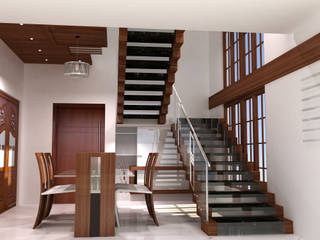 Duplex Residence, BAVA RACHANE BAVA RACHANE Modern corridor, hallway & stairs