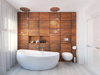Тепло натурального дерева, 1+1 studio 1+1 studio Ванная комната в стиле минимализм