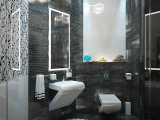 Гостевые апартаменты в современном стиле, Студия дизайна ROMANIUK DESIGN Студия дизайна ROMANIUK DESIGN ห้องน้ำ