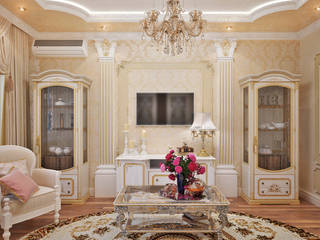 Роскошь классики для небольшой гостиной, Студия дизайна ROMANIUK DESIGN Студия дизайна ROMANIUK DESIGN Living room