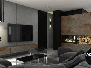 Wnętrze w męskim stylu, MONOstudio MONOstudio Modern living room Granite