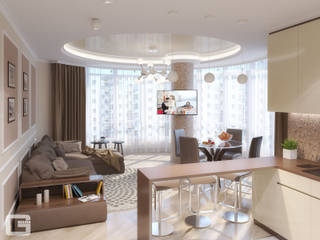 Панорамная мечта, Giovani Design Studio Giovani Design Studio Eclectic style living room Beige