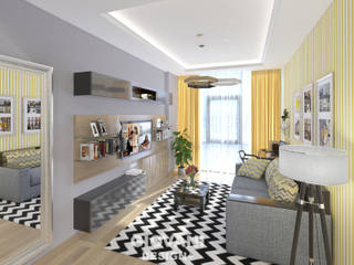 Солнечная квартира для молодой семьи, Giovani Design Studio Giovani Design Studio Skandinavische Wohnzimmer Gelb