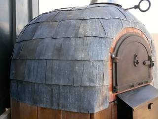 Roof terrace oven, wood-fired oven wood-fired oven Balcones y terrazas de estilo moderno