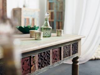 Möbel aus alten Schnitzleisten, Gebäudeteilen und recyeltem Holz., Indien-Haus Indien-Haus Colonial style living room Wood Wood effect
