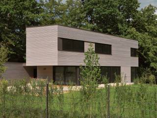 Einfamilienhaus in Nürnberg - PlusenergiePassivhaus | k2, BUCHER | HÜTTINGER - ARCHITEKTUR INNEN ARCHITEKTUR BUCHER | HÜTTINGER - ARCHITEKTUR INNEN ARCHITEKTUR منازل خشب Wood effect