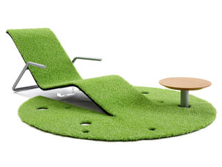Rug Lounger, 藤村デザインスタジオ / FUJIMURA DESIGIN STUDIO 藤村デザインスタジオ / FUJIMURA DESIGIN STUDIO Modern balcony, veranda & terrace Synthetic Green