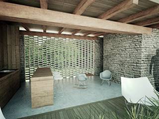 Maravillosa Cabaña Rustica, GET ARQUITECTURA GET ARQUITECTURA Country style balcony, porch & terrace