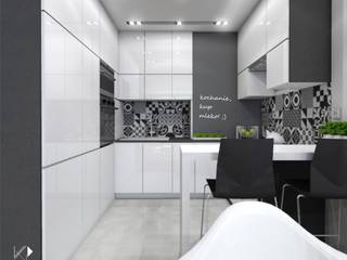 Mieszkanie w Krakowie 60m2, Architekt wnętrz Klaudia Pniak Architekt wnętrz Klaudia Pniak Cuisine moderne Blanc