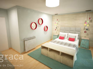 Projecto de Decoração - Quarto de visitas by Andreia Louraço Design e Interiores, Andreia Louraço - Designer de Interiores e Exteriores (Email: atelier.andreialouraco@gmail.com) Andreia Louraço - Designer de Interiores e Exteriores (Email: atelier.andreialouraco@gmail.com)