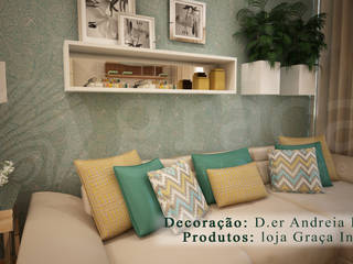 Projecto de Decoração sala by Andreia Louraço Design e Interiores, Andreia Louraço - Designer de Interiores (Email: atelier.andreialouraco@gmail.com) Andreia Louraço - Designer de Interiores (Email: atelier.andreialouraco@gmail.com) Modern living room Yellow