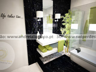 Projecto de Decoração de Wc by Andreia Louraço Design e Interiores, Andreia Louraço - Designer de Interiores (Email: atelier.andreialouraco@gmail.com) Andreia Louraço - Designer de Interiores (Email: atelier.andreialouraco@gmail.com) Classic style bathroom Green