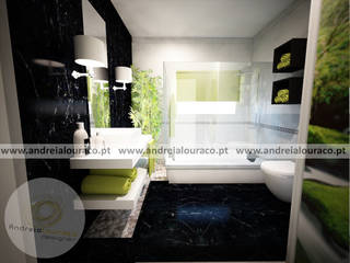 Projecto de Decoração de Wc by Andreia Louraço Design e Interiores, Andreia Louraço - Designer de Interiores (Email: atelier.andreialouraco@gmail.com) Andreia Louraço - Designer de Interiores (Email: atelier.andreialouraco@gmail.com) Classic style bathroom Black
