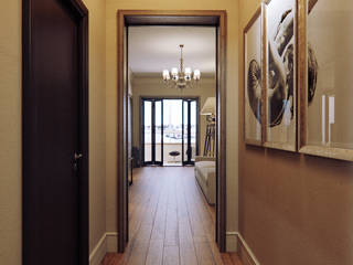 Квартира в ЖК на улице Дружбы, MARION STUDIO MARION STUDIO Eclectic corridor, hallway & stairs