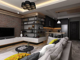 Stüdyo Daire Tasarımı Ceren Torun Yiğit Minimalist Oturma Odası