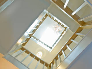 Renovated Siberian Larch Stairwell Cura Design Modern Corridor, Hallway and Staircase