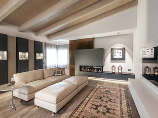Attico mansardato, BRANDO concept BRANDO concept Modern living room