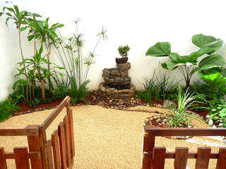 Jardín tropical muy pequeño en patio, con fuente y piedras, Zen Ambient Zen Ambient