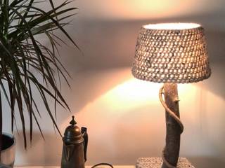 Robust natural table lamps with warm wool lampshades , WoodWoolDesign WoodWoolDesign ห้องนั่งเล่น