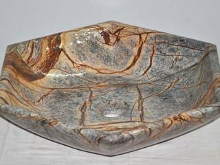 18" Rainforest Brown Marble hexa Sink/ Bath Accessories, india stone india stone Modern bathroom Marble