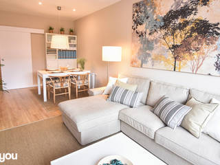 ¡Nuestro pequeño apartamento se convirtió en un lujoso hogar!, iloftyou iloftyou Salas de estilo moderno Sofás y sillones