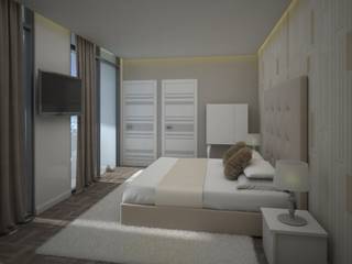 Propuesta 3D - Diseño de Habitaciones para Quinta Ubicada en Miami - Florida., Gabriela Afonso Gabriela Afonso Bedroom لکڑی Beige