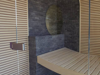 individuelle Designsauna mit viel Glas und Stein, Erdmann Exklusive Saunen Erdmann Exklusive Saunen Spa moderne
