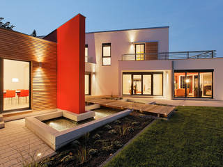 LUXHAUS Musterhaus Georgensgmünd, Lopez-Fotodesign Lopez-Fotodesign Balcon, Veranda & Terrasse modernes Blanc