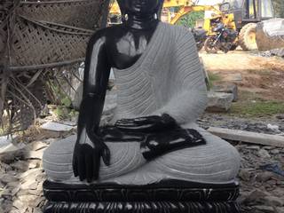 Gautama Buddha Statue in Black Stone, LuckyBlue Exim Trader Private Limited LuckyBlue Exim Trader Private Limited Other spaces Stone