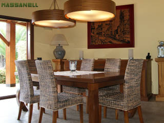 Casa con estructura de madera JRM, RIBA MASSANELL S.L. RIBA MASSANELL S.L. Mediterranean style dining room Wood