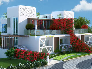 MODERN GREEK THEMED BUNGALOW SCHEME,KHANDALA, AIS Designs AIS Designs Akdeniz Evler