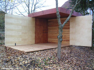 Lodge Gartenhütte l Salz, Rost.Niderehe Architekten I Ingenieure Rost.Niderehe Architekten I Ingenieure Modern Garage and Shed Engineered Wood Transparent