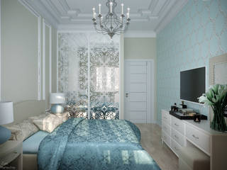 Дизайн спальни в классическом стиле в г. Абинск, Студия интерьерного дизайна happy.design Студия интерьерного дизайна happy.design ห้องนอน
