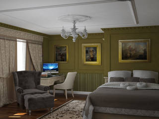 Классический стиль в однокомнатной квартире, MEL design MEL design Dormitorios clásicos