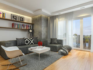 Nowoczesny apartament, Pracownia Aranżacji Wnętrz "O-Kreślarnia" Pracownia Aranżacji Wnętrz 'O-Kreślarnia' Modern living room