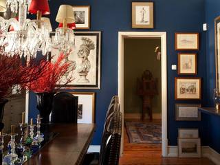 Blue Dinning Room, L'ÉLÉPHANT | Arquitectura e Interiores L'ÉLÉPHANT | Arquitectura e Interiores Salle à manger originale Cuivre / Bronze / Laiton Bleu